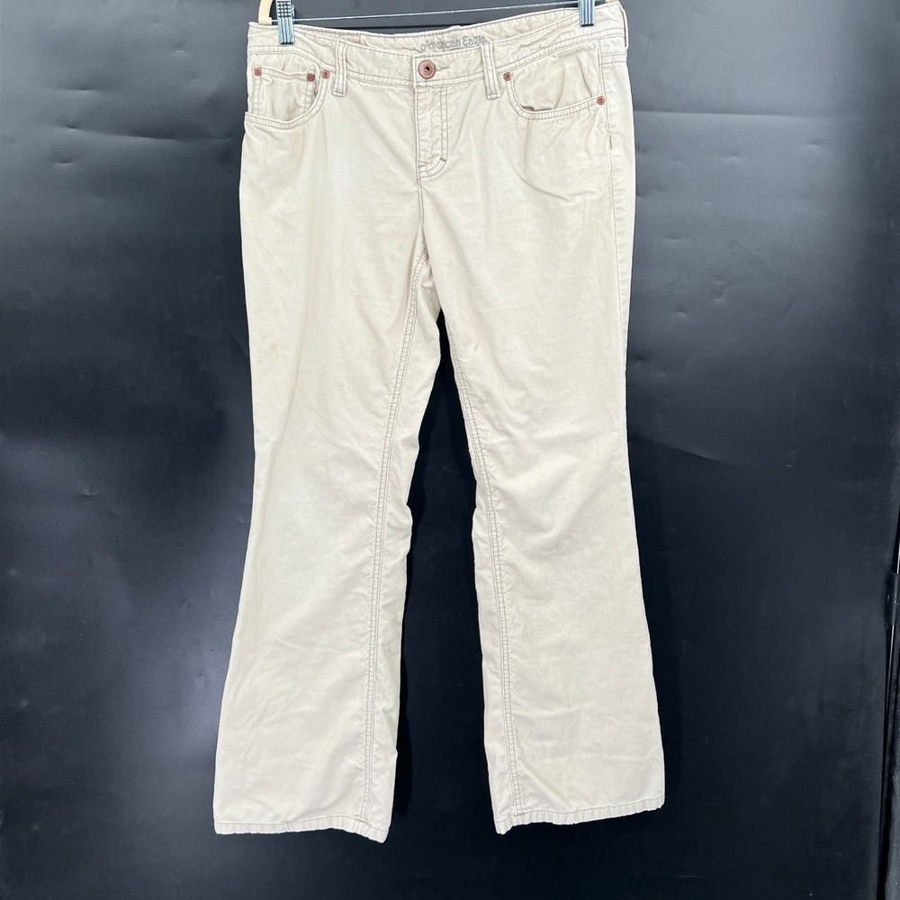 Vintage y2k American Eagle Artist corduroy cream low rise flare jeans pants 12